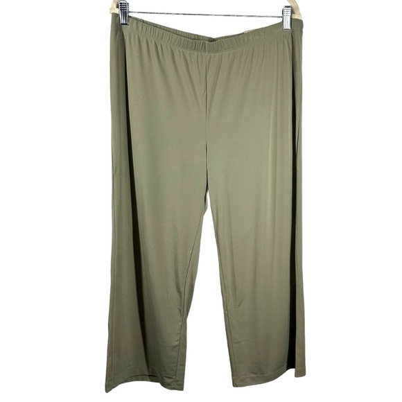 Chico's Pull On Wide Leg Pants Women's 2 US Large‎ L Green Cropped Stretch - Picture 1 of 6